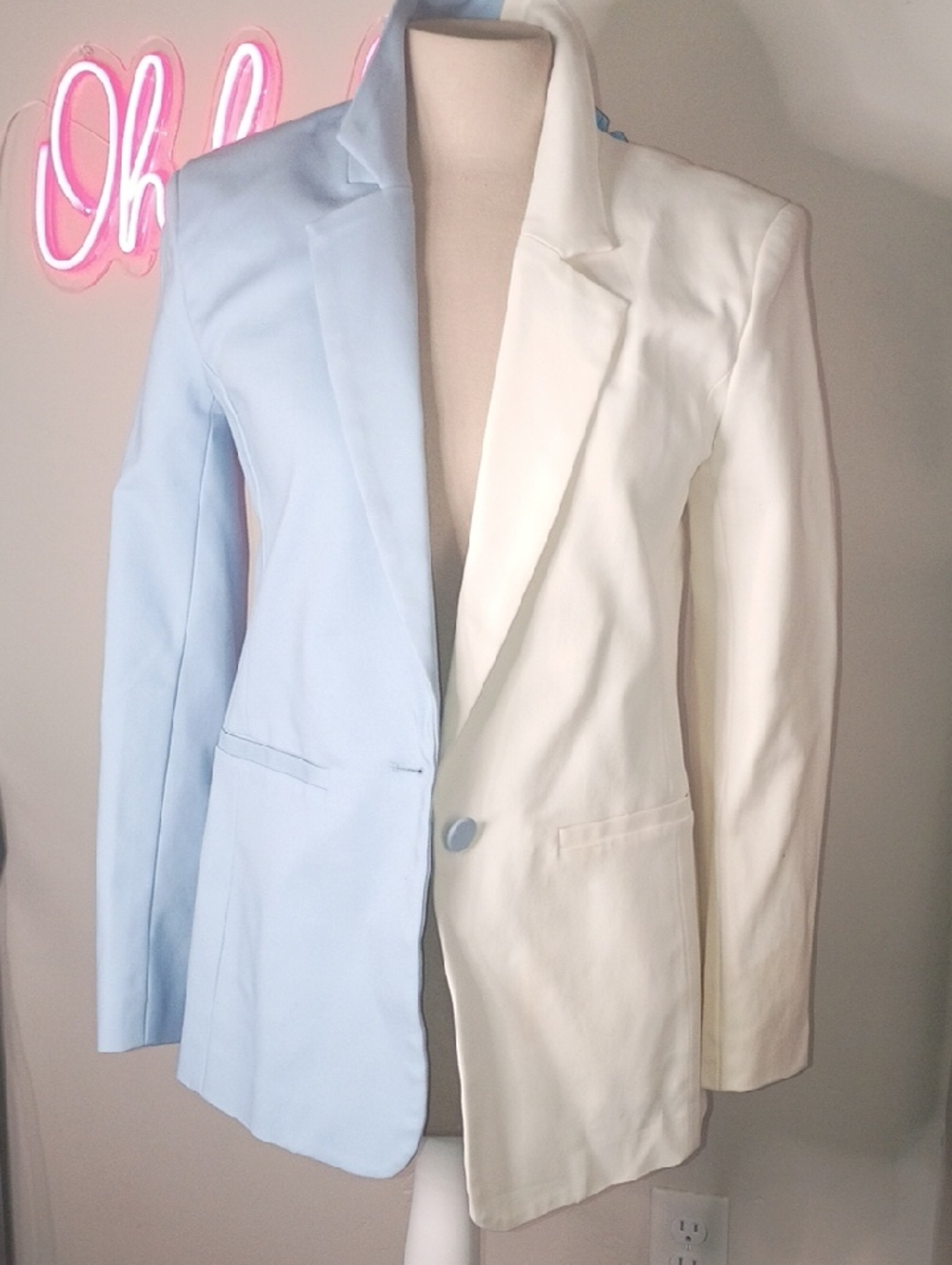 English Factory Two-Tone Light Blue and White Women's Blazer